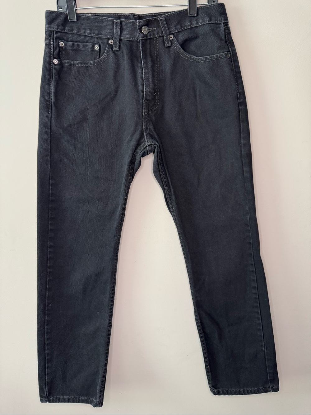LEVI`S 505 JEANS Size W31 L30 Men's Regular Straight Fit Black Cotton